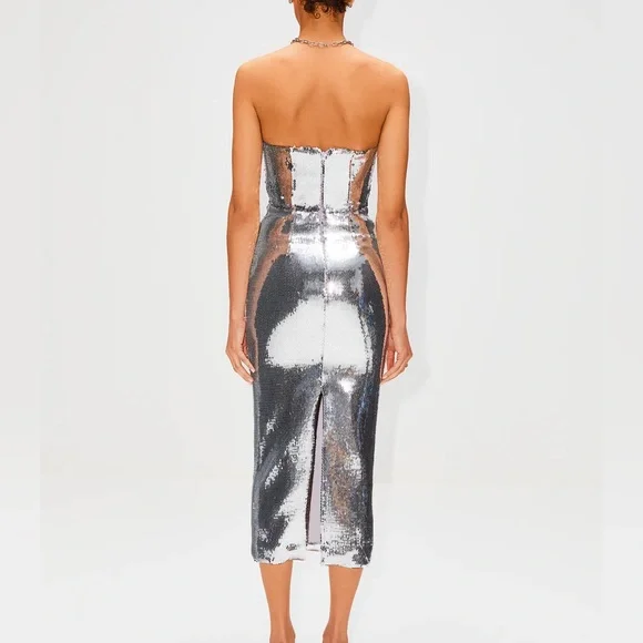 Alex Perry Hunter MIDI Dress Silver - Picture 7 of 10